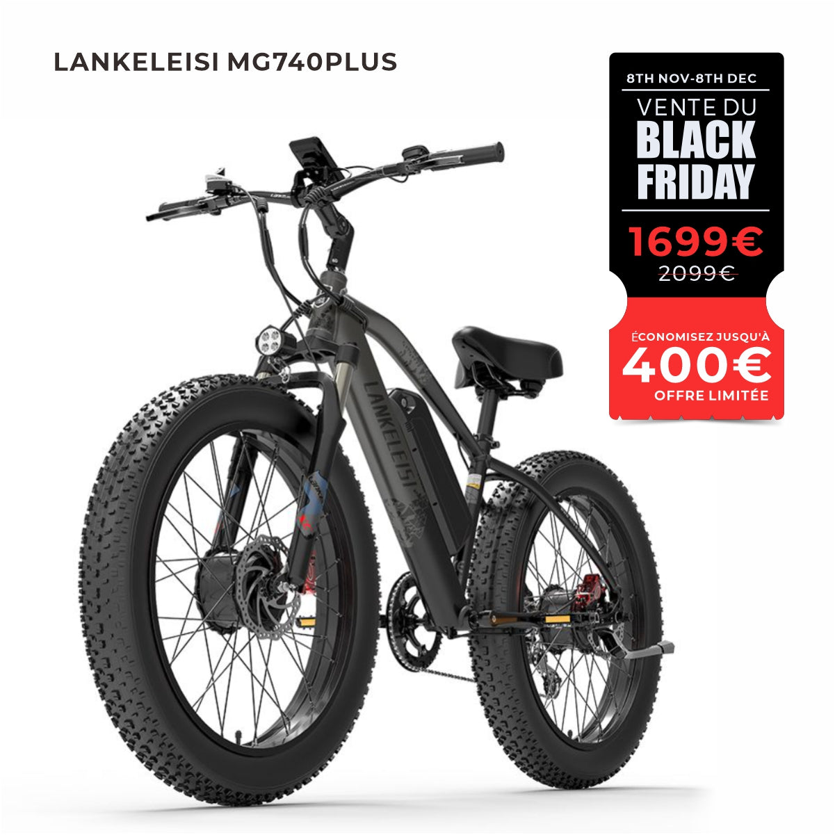 LANKELEISI MG740PLUS Vélo électrique tout-terrain à double moteur (Nouveau en 2023)