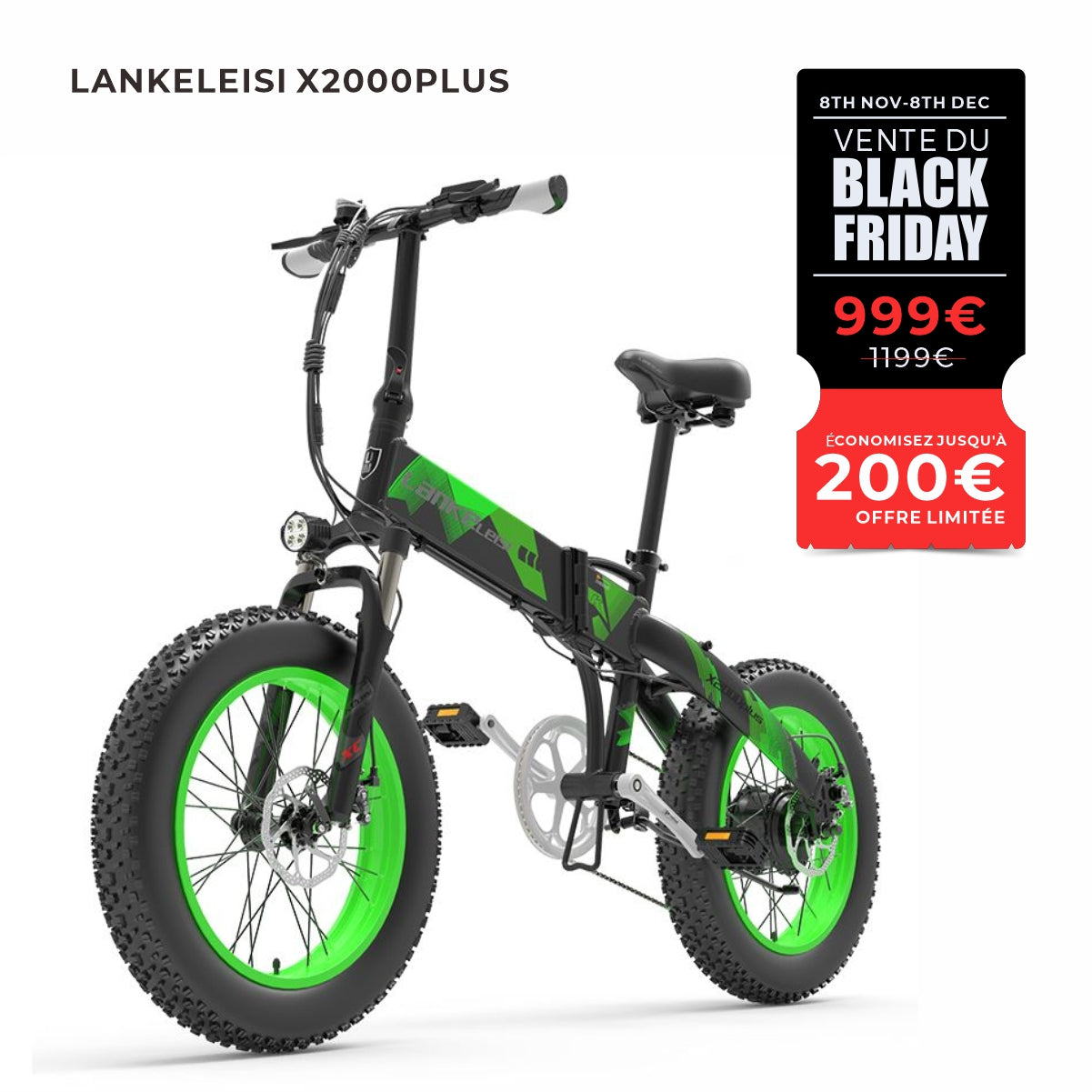 LANKELEISI X2000 Plus vélo électrique pliant