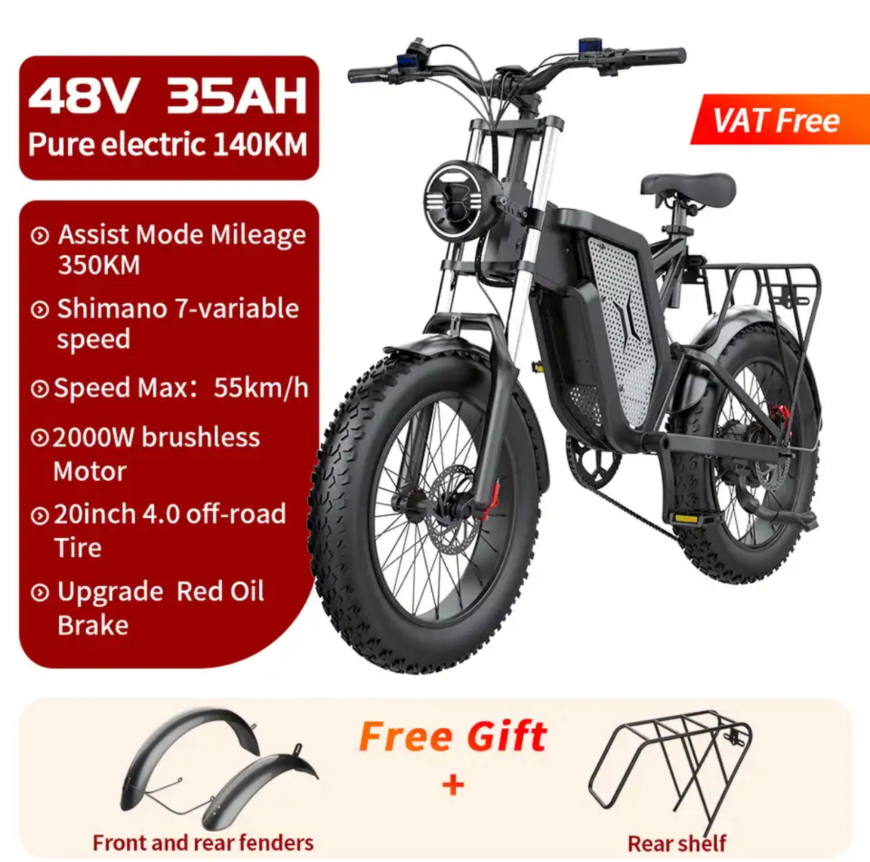 EKX X20 Electric Bike Mountain Moped Ebike 20 Inch Fat Tire 2000W 48V 35AH Men's Road EBike Electric Bicycle For Adults E Bikes